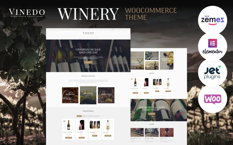 Vinedo - 基于 WooCommerce的葡萄酒商店网站主题