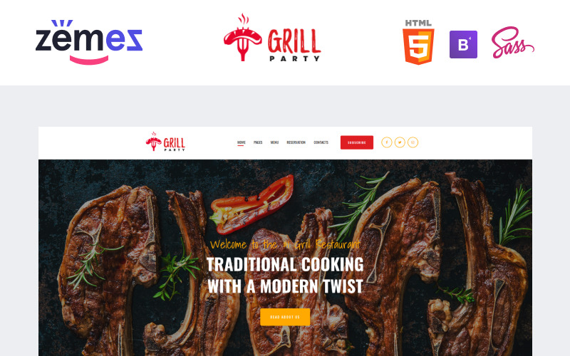 GrillParty - 烧烤餐厅网站模板
