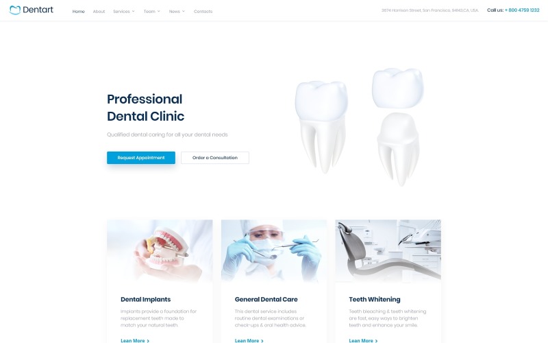 Dentart - 牙科医院网站模板