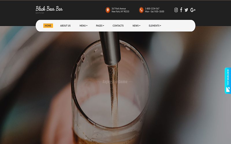 Black Bear Bar - 餐饮服务网站模板