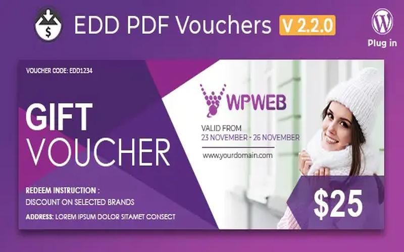 Easy Digital Downloads PDF Vouchers – 数字代金券与礼品卡插件