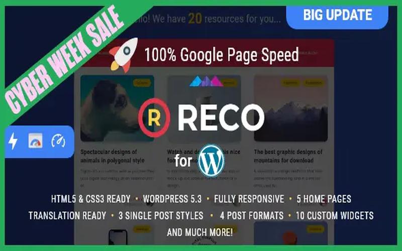 Reco – 设计素材分享与轻量博客主题