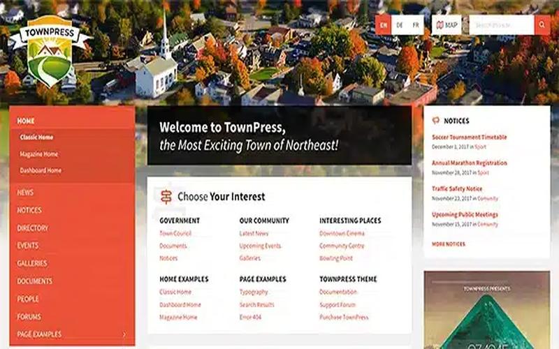 TownPress – 城镇政务与社区公共信息主题