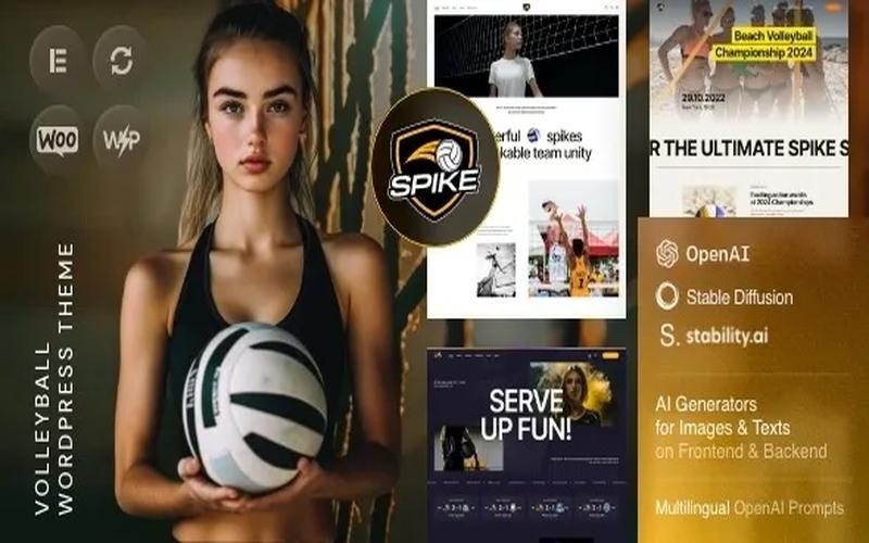 Spike – 排球队伍赛程与体育俱乐部展示主题