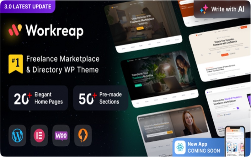 Workreap – 自由职业与项目服务交易平台主题