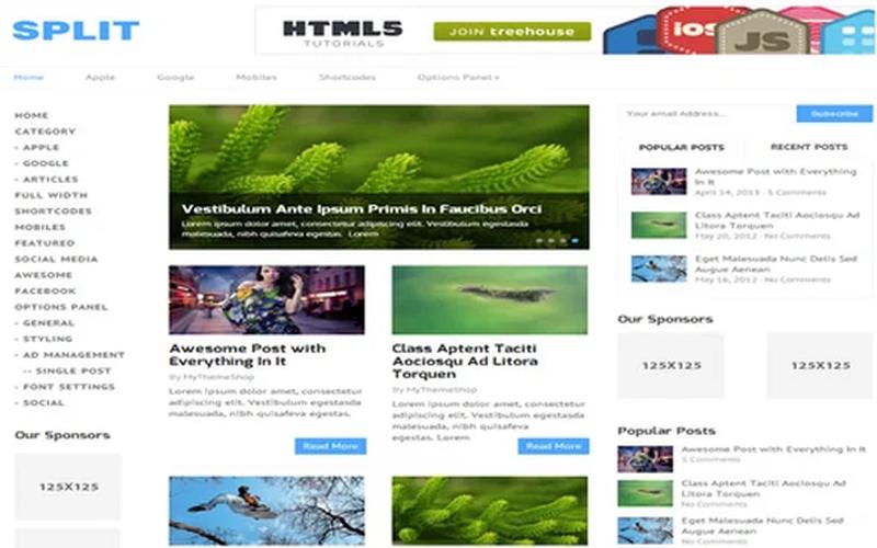 Split – 双侧栏与混合文章布局 WordPress 主题