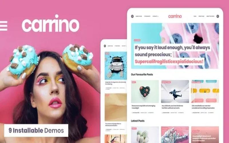 Carrino – 鲜明配色与区块编辑博客主题