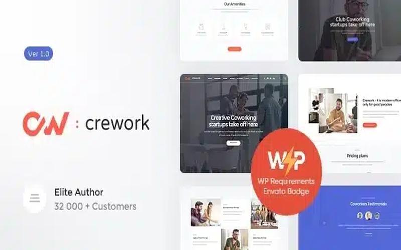 Crework – 联合办公与创意空间 WordPress 主题