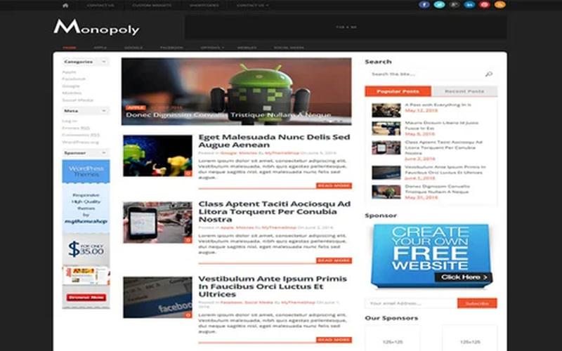 Monopoly – 深色双侧栏资讯与杂志 WordPress 主题