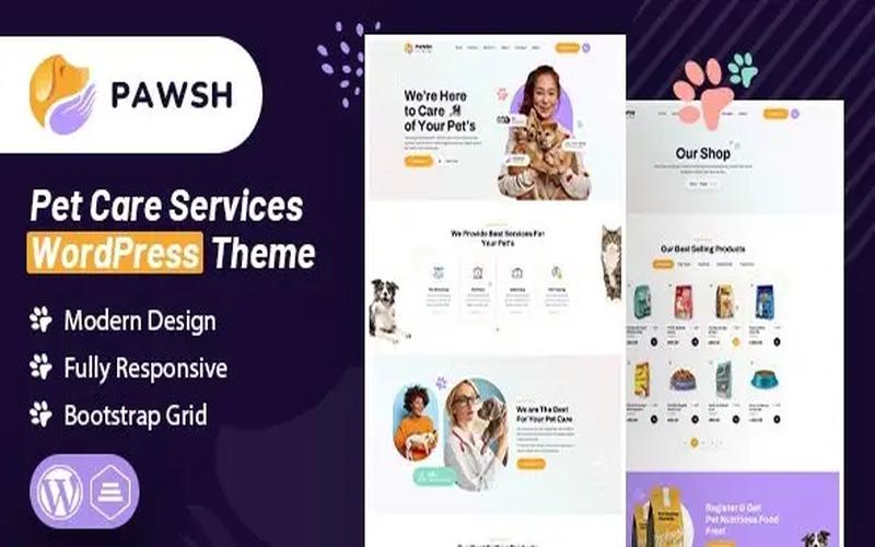 Pawsh – 宠物护理与寄养门店服务主题