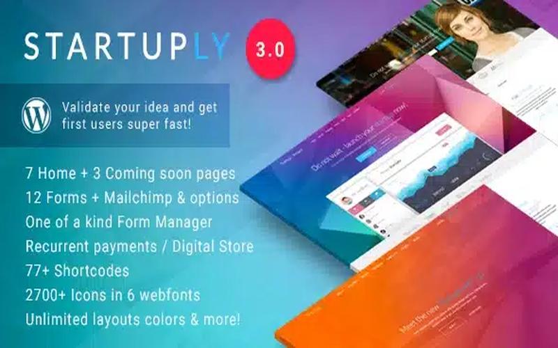 Startuply – 创业产品落地页与登记推广主题