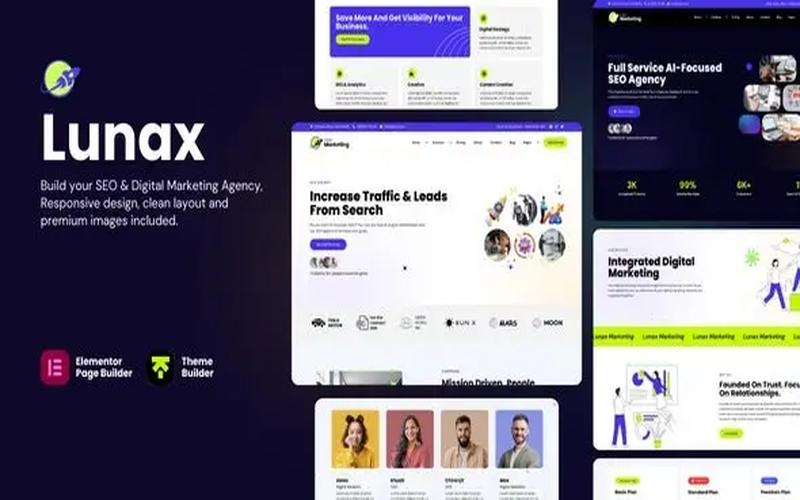 Lunax – 数字营销与SEO机构服务主题