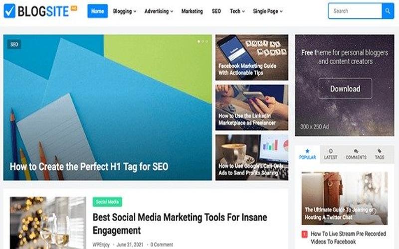 BlogSite Pro – 个人文章与内容专题展示主题