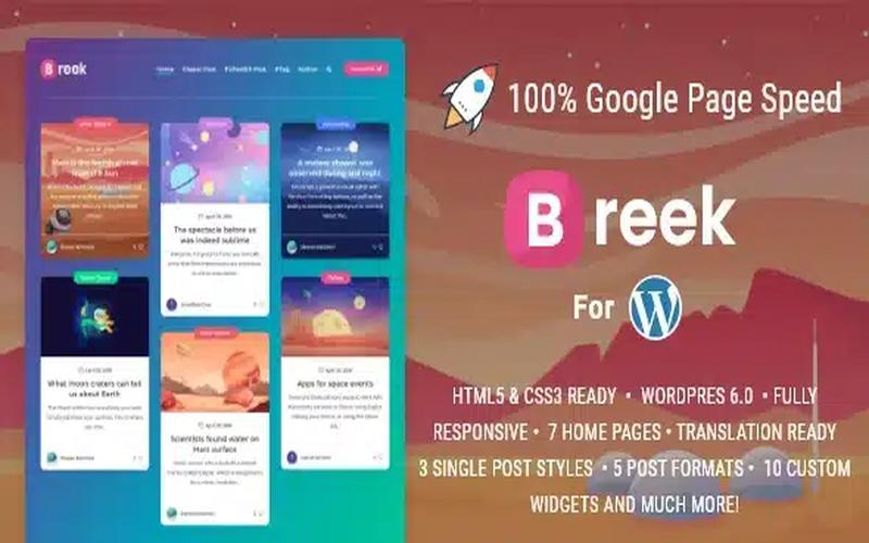 Breek – 极简轻量化 Masonry AMP WordPress 主题