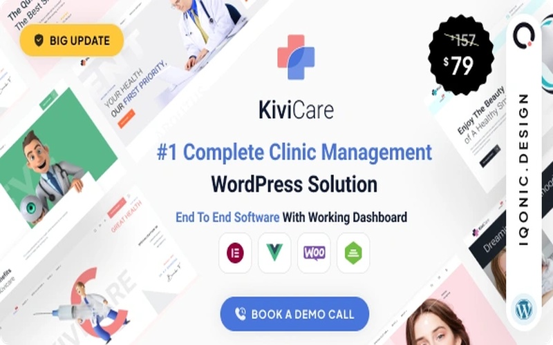 KiviCare – 诊所展示与患者预约管理主题