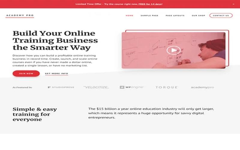 Academy Pro – 在线课程推广与知识品牌主题