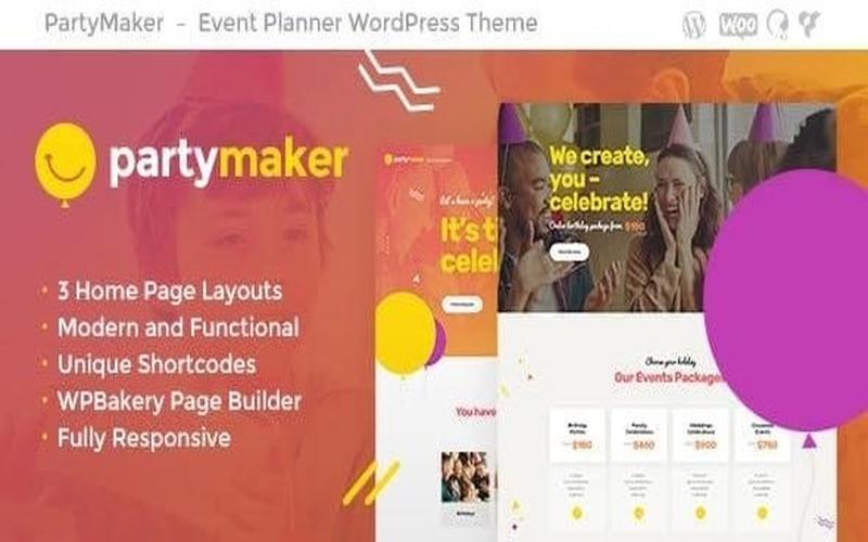 PartyMaker – 婚礼策划与庆典活动展示主题